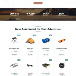 BARRAMERU - OUTDOOR ADVENTURE CAMPING STORE ELEMENTOR PRO TEMPLATE KIT LATEST VERSION