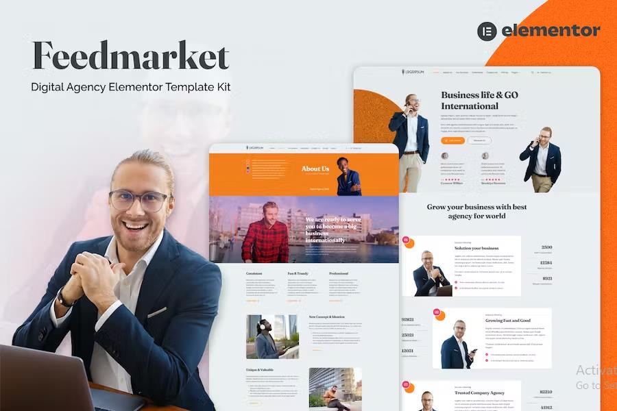 FEEDMARKET - DIGITAL AGENCY ELEMENTOR TEMPLATE KIT LATEST VERSION