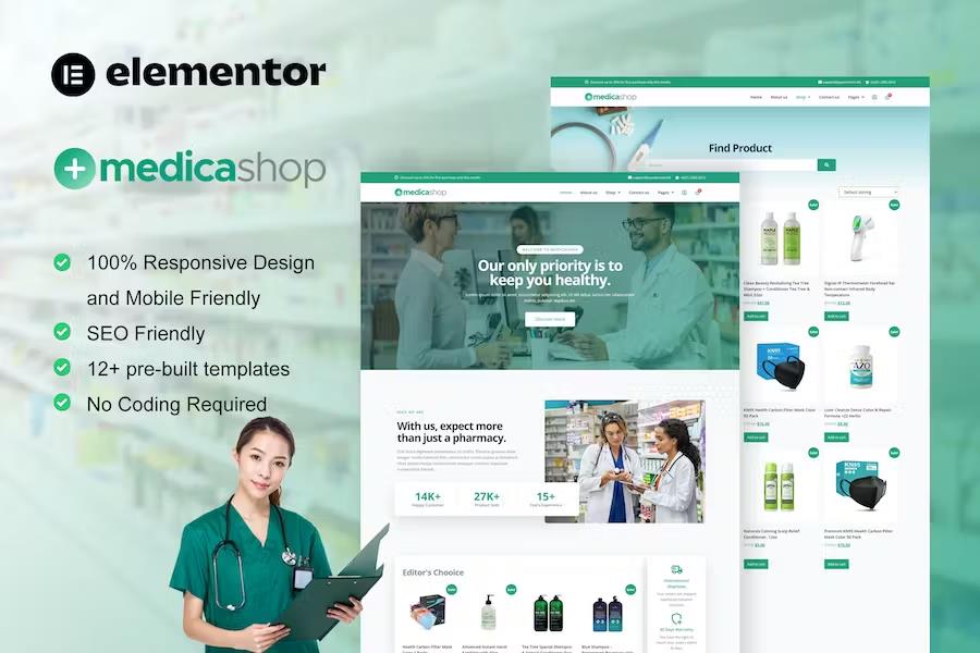 MEDICASHOP - PHARMACY & MEDICAL STORE ELEMENTOR TEMPLATE KIT LATEST VERSION